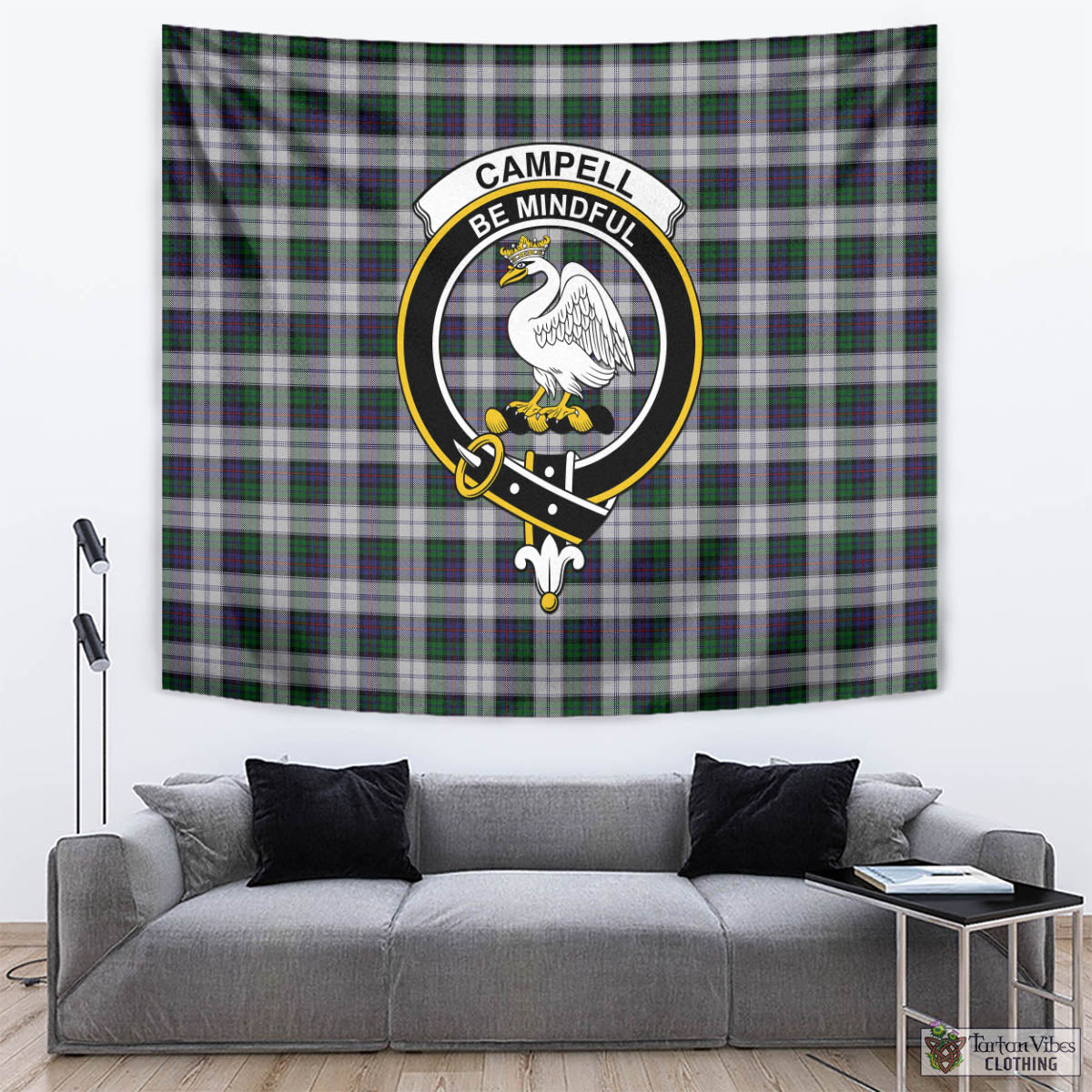 Tartan Vibes Clothing Campbell of Cawdor Dress Tartan Tapestry Wall Hanging and Home Decor for Room with Family Crest