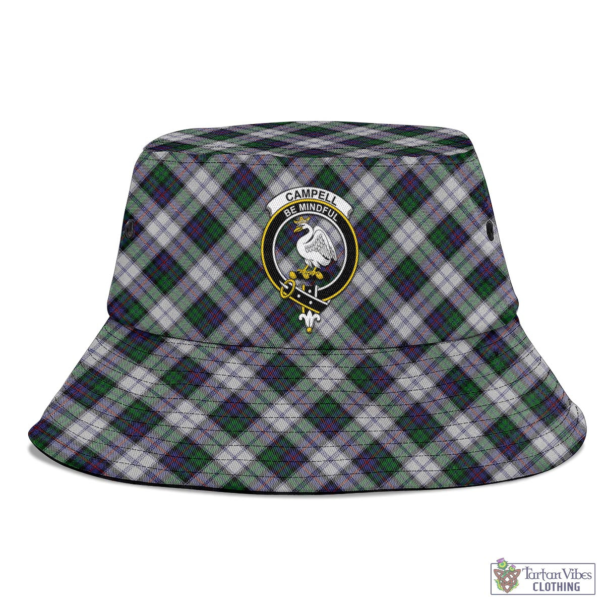 Tartan Vibes Clothing Campbell of Cawdor Dress Tartan Bucket Hat with Family Crest