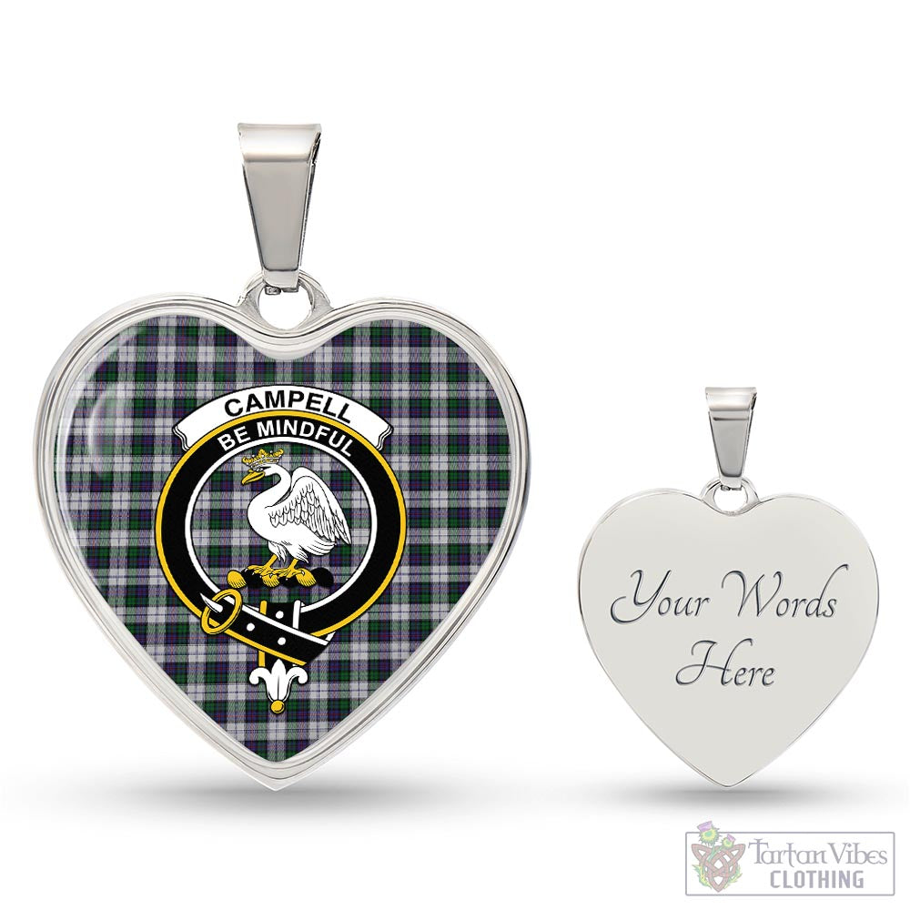 Tartan Vibes Clothing Campbell of Cawdor Dress Tartan Heart Necklace with Family Crest