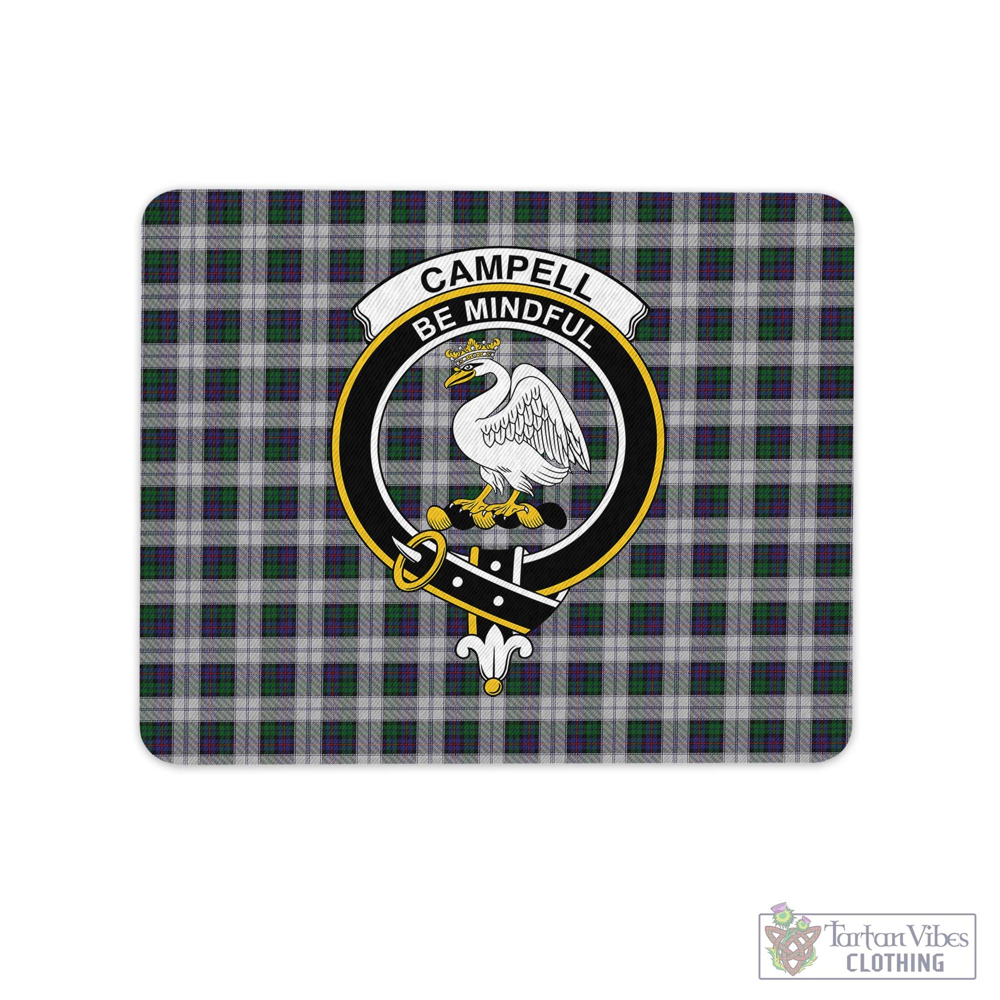 Tartan Vibes Clothing Campbell of Cawdor Dress Tartan Mouse Pad with Family Crest