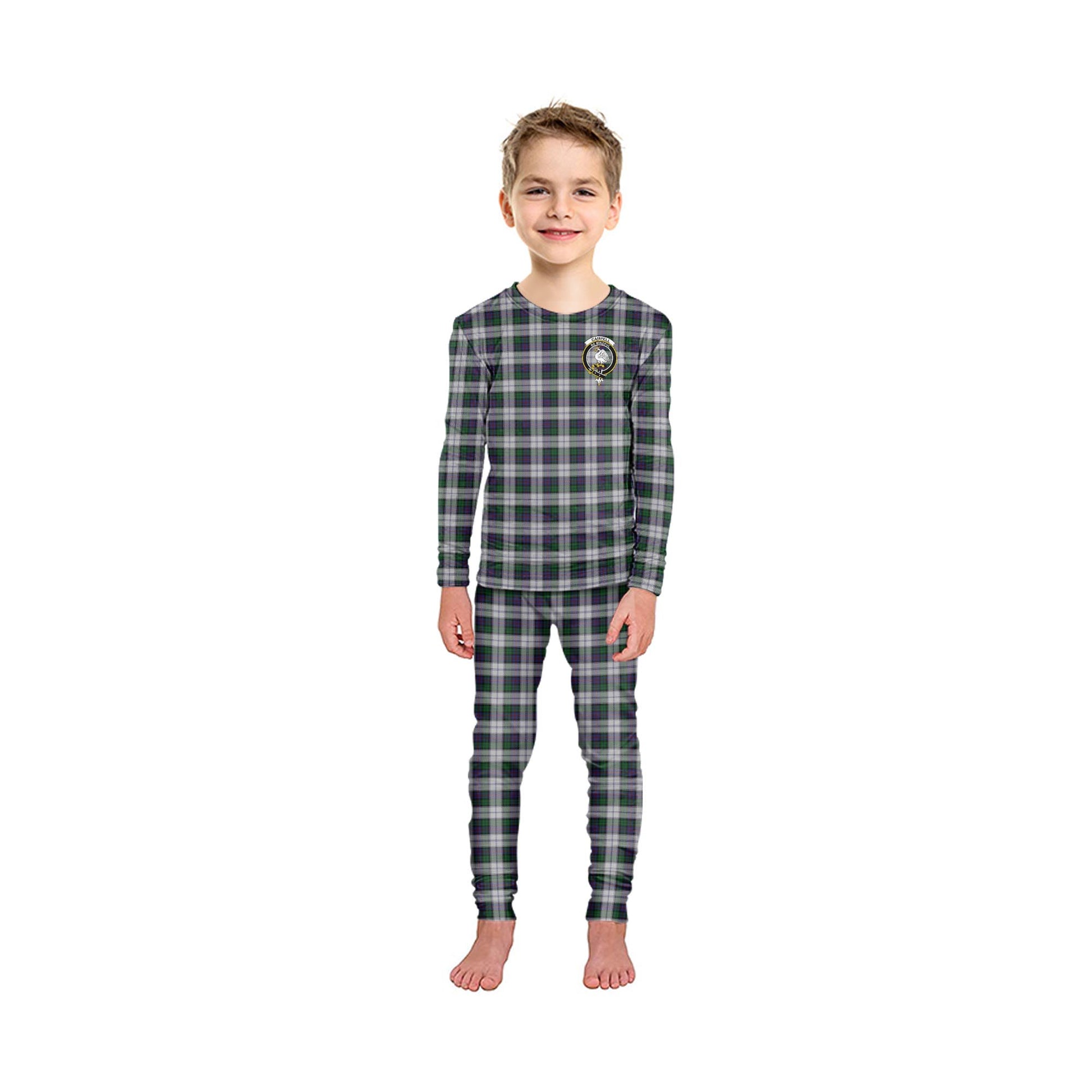 Campbell of Cawdor Dress Tartan Pajamas Family Set with Family Crest - Tartan Vibes Clothing