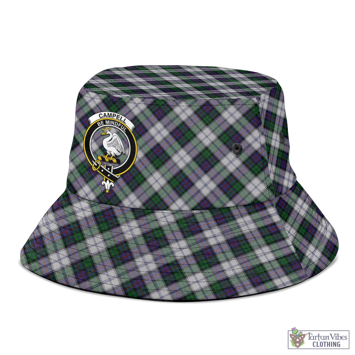 Tartan Vibes Clothing Campbell of Cawdor Dress Tartan Bucket Hat with Family Crest