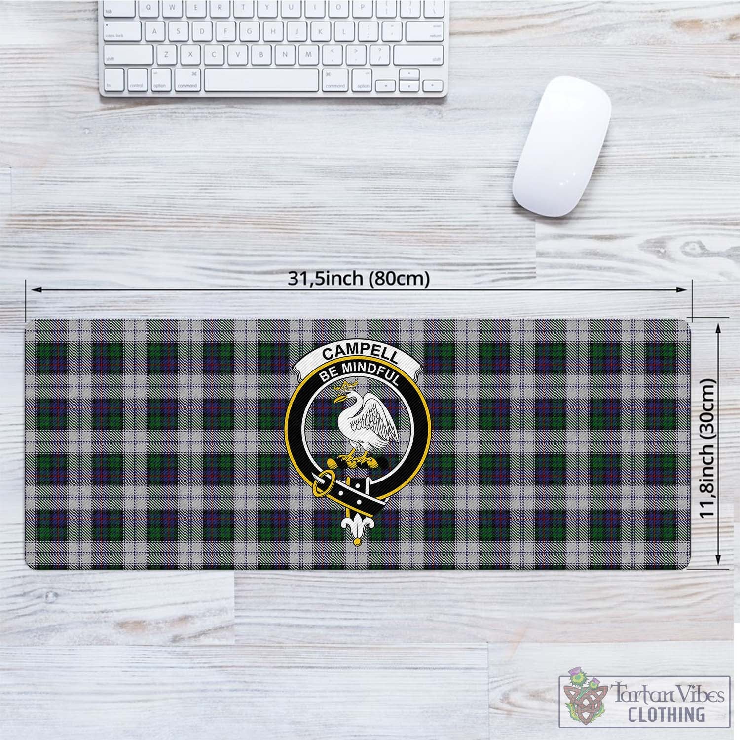 Tartan Vibes Clothing Campbell of Cawdor Dress Tartan Mouse Pad with Family Crest