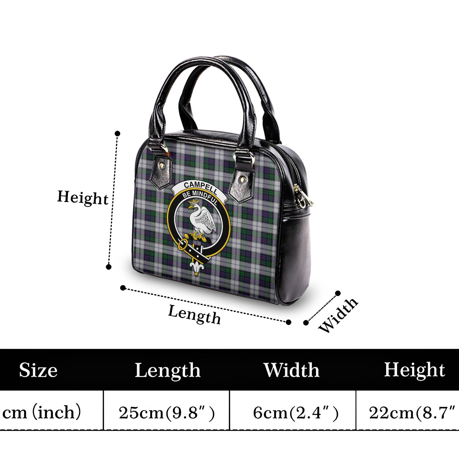 Campbell of Cawdor Dress Tartan Shoulder Handbags with Family Crest - Tartanvibesclothing