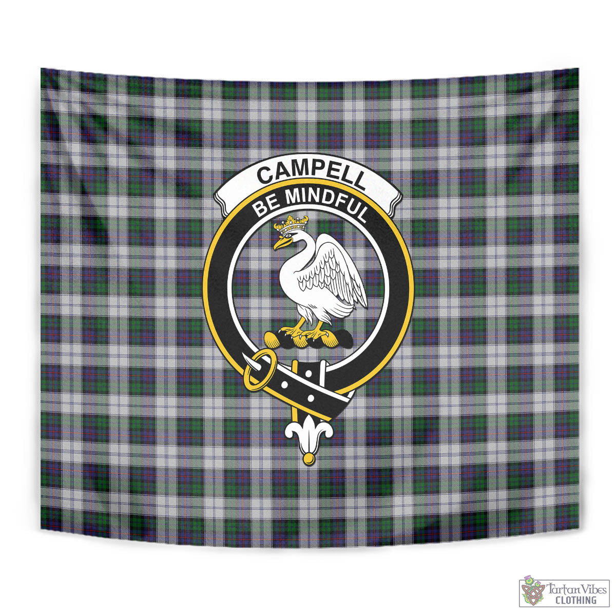 Tartan Vibes Clothing Campbell of Cawdor Dress Tartan Tapestry Wall Hanging and Home Decor for Room with Family Crest