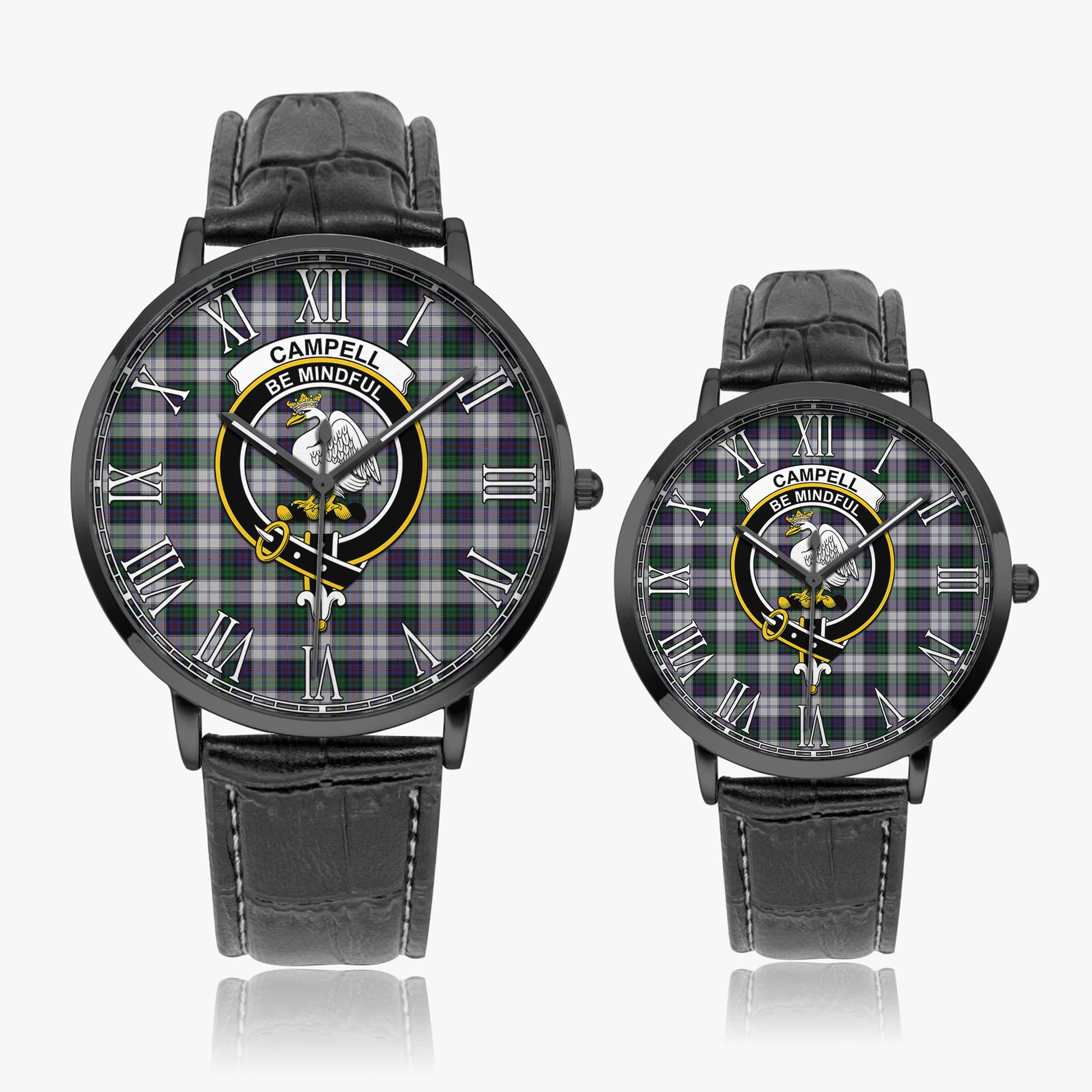 Campbell of Cawdor Dress Tartan Family Crest Leather Strap Quartz Watch - Tartanvibesclothing