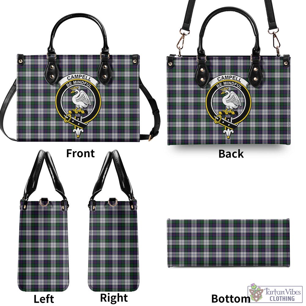 Tartan Vibes Clothing Campbell of Cawdor Dress Tartan Luxury Leather Handbags with Family Crest