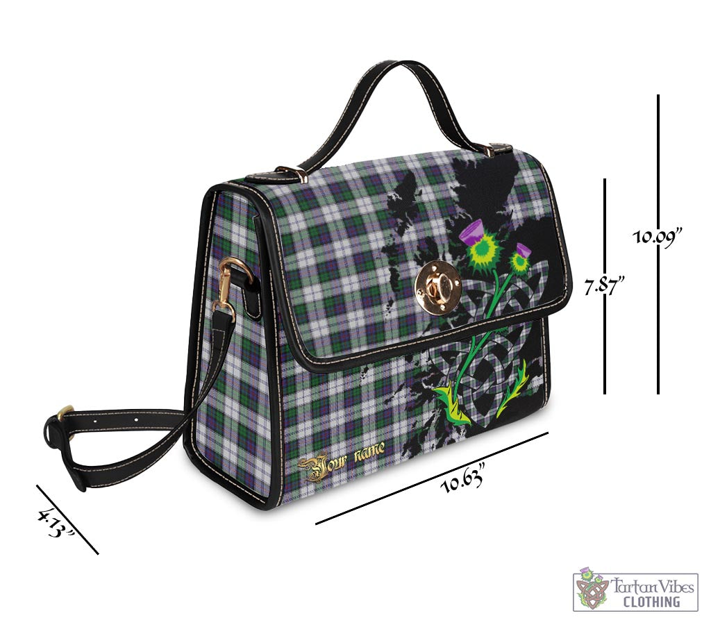 Tartan Vibes Clothing Campbell of Cawdor Dress Tartan Waterproof Canvas Bag with Scotland Map and Thistle Celtic Accents