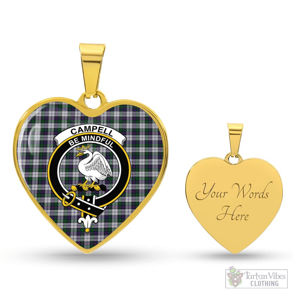 Tartan Vibes Clothing Campbell of Cawdor Dress Tartan Heart Necklace with Family Crest