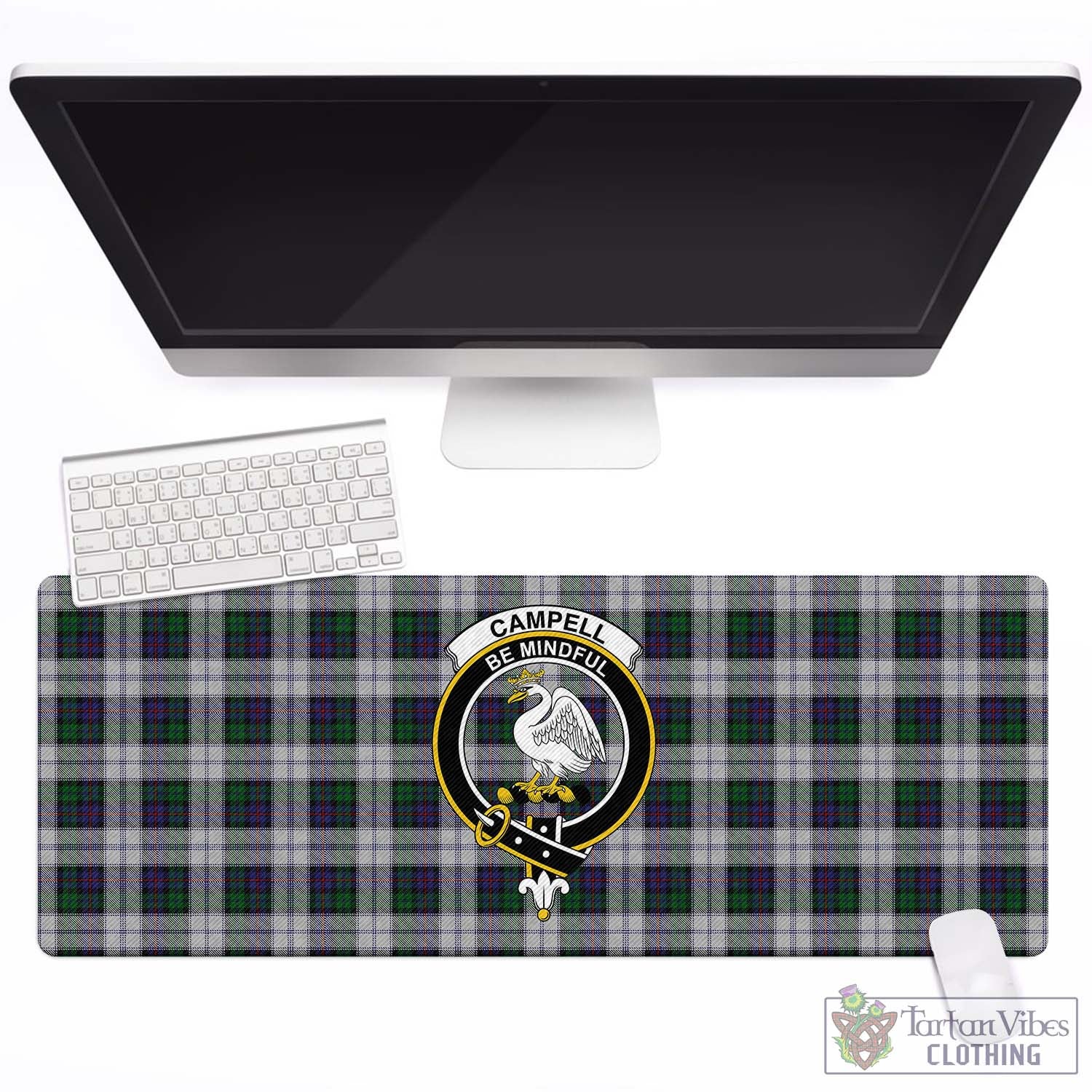 Tartan Vibes Clothing Campbell of Cawdor Dress Tartan Mouse Pad with Family Crest