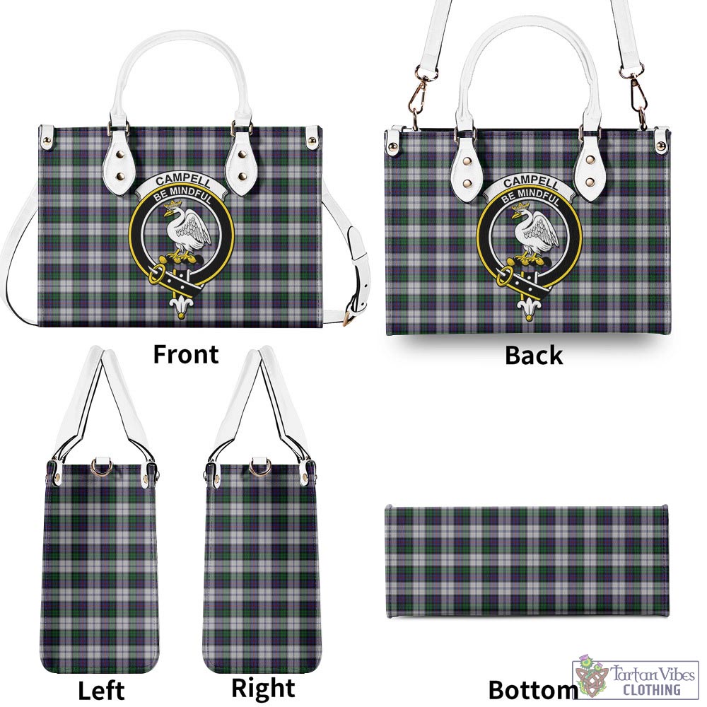 Tartan Vibes Clothing Campbell of Cawdor Dress Tartan Luxury Leather Handbags with Family Crest