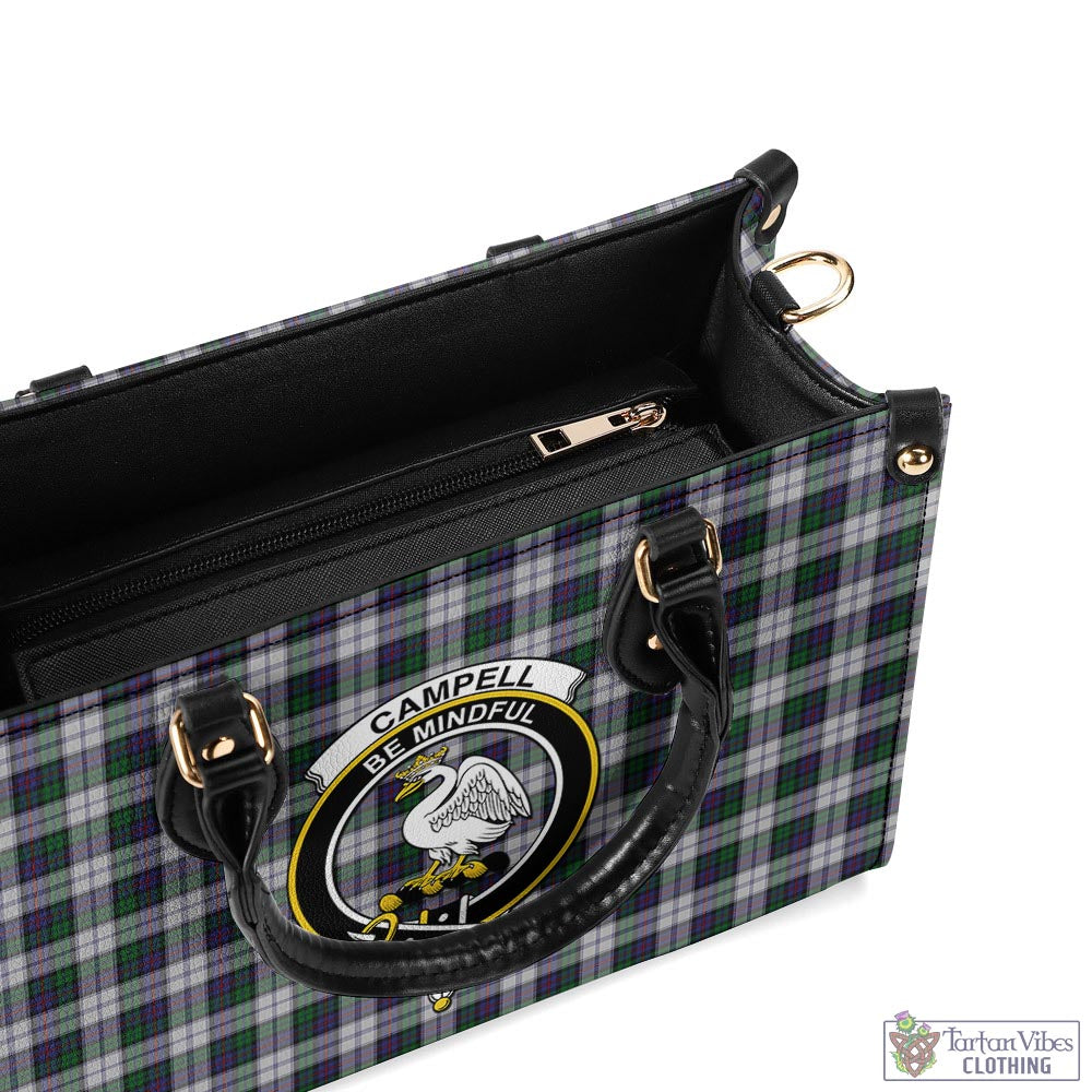 Tartan Vibes Clothing Campbell of Cawdor Dress Tartan Luxury Leather Handbags with Family Crest