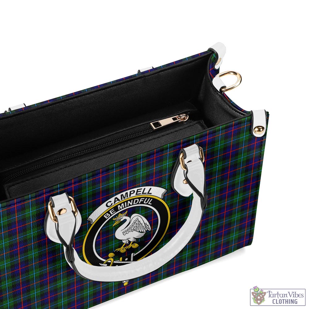 Tartan Vibes Clothing Campbell of Cawdor Modern Tartan Luxury Leather Handbags with Family Crest