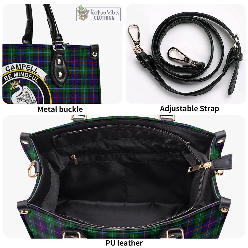 Tartan Vibes Clothing Campbell of Cawdor Modern Tartan Luxury Leather Handbags with Family Crest