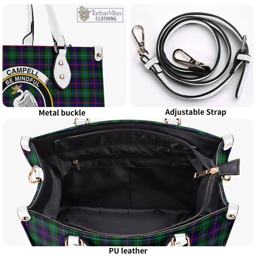 Tartan Vibes Clothing Campbell of Cawdor Modern Tartan Luxury Leather Handbags with Family Crest