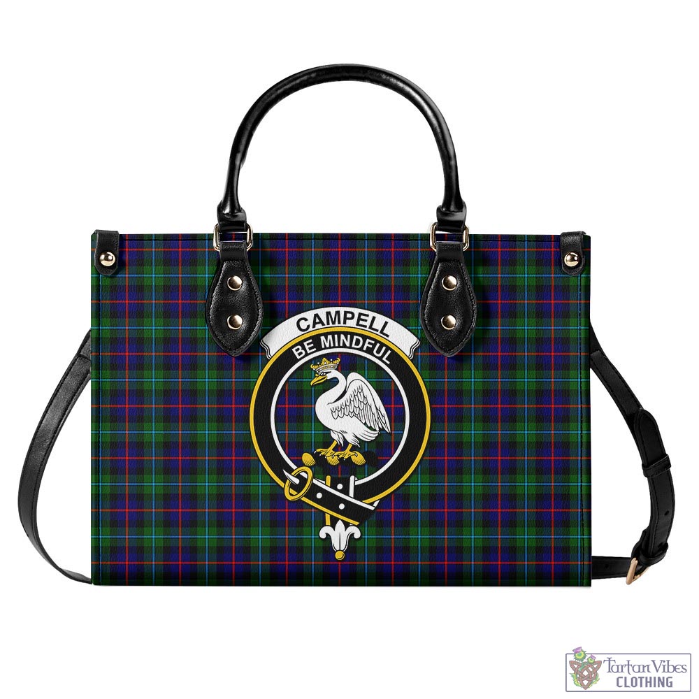 Tartan Vibes Clothing Campbell of Cawdor Modern Tartan Luxury Leather Handbags with Family Crest