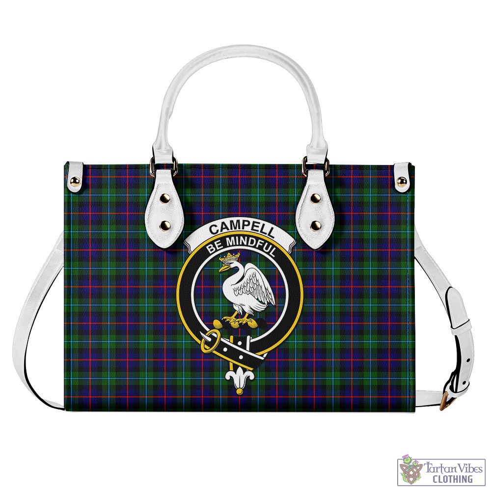 Tartan Vibes Clothing Campbell of Cawdor Modern Tartan Luxury Leather Handbags with Family Crest