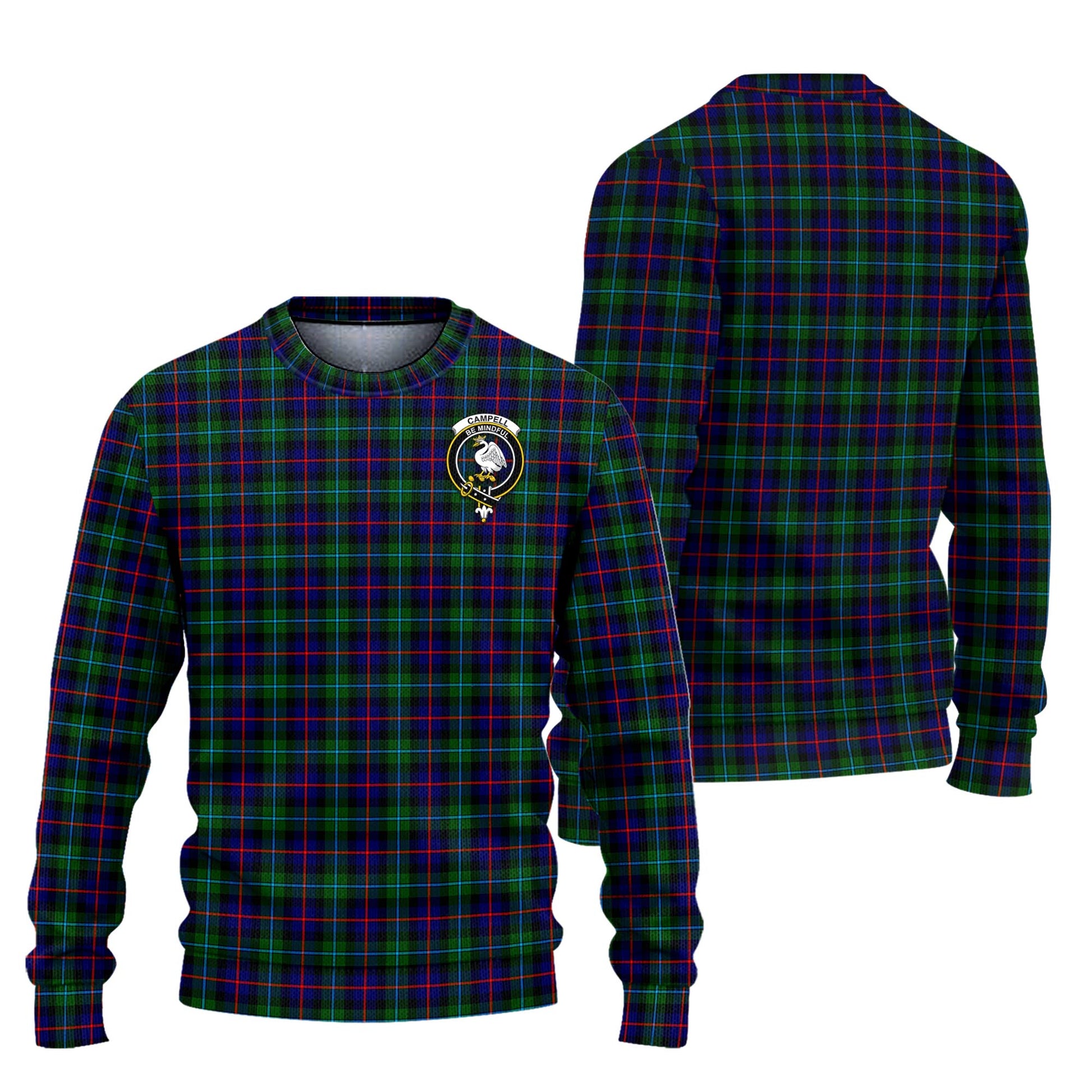 Campbell of Cawdor Modern Tartan Knitted Sweater with Family Crest Unisex - Tartanvibesclothing