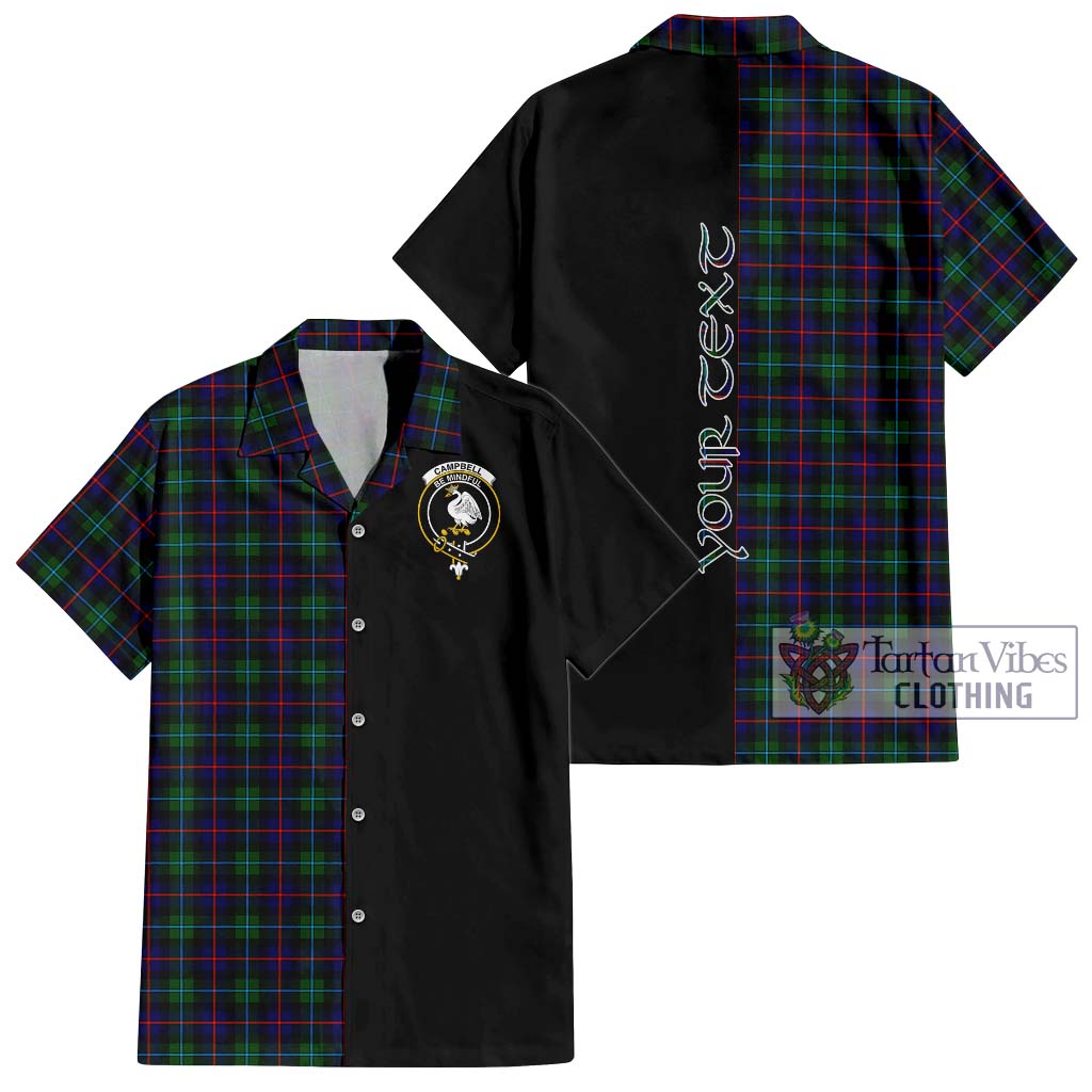 Tartan Vibes Clothing Campbell of Cawdor Modern Tartan Short Sleeve Button Shirt with Family Crest and Half Of Me Style