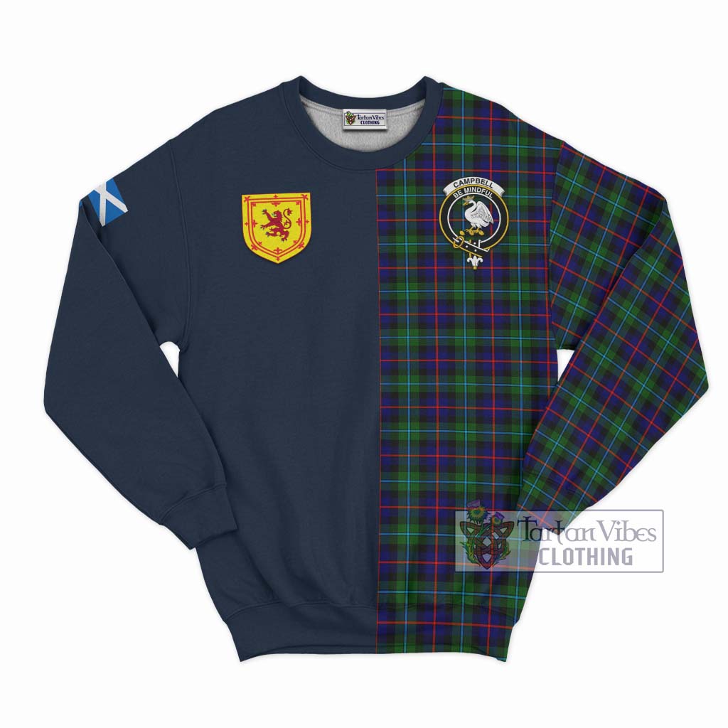 Tartan Vibes Clothing Campbell of Cawdor Modern Tartan Sweatshirt with Scottish Lion Royal Arm Half Style