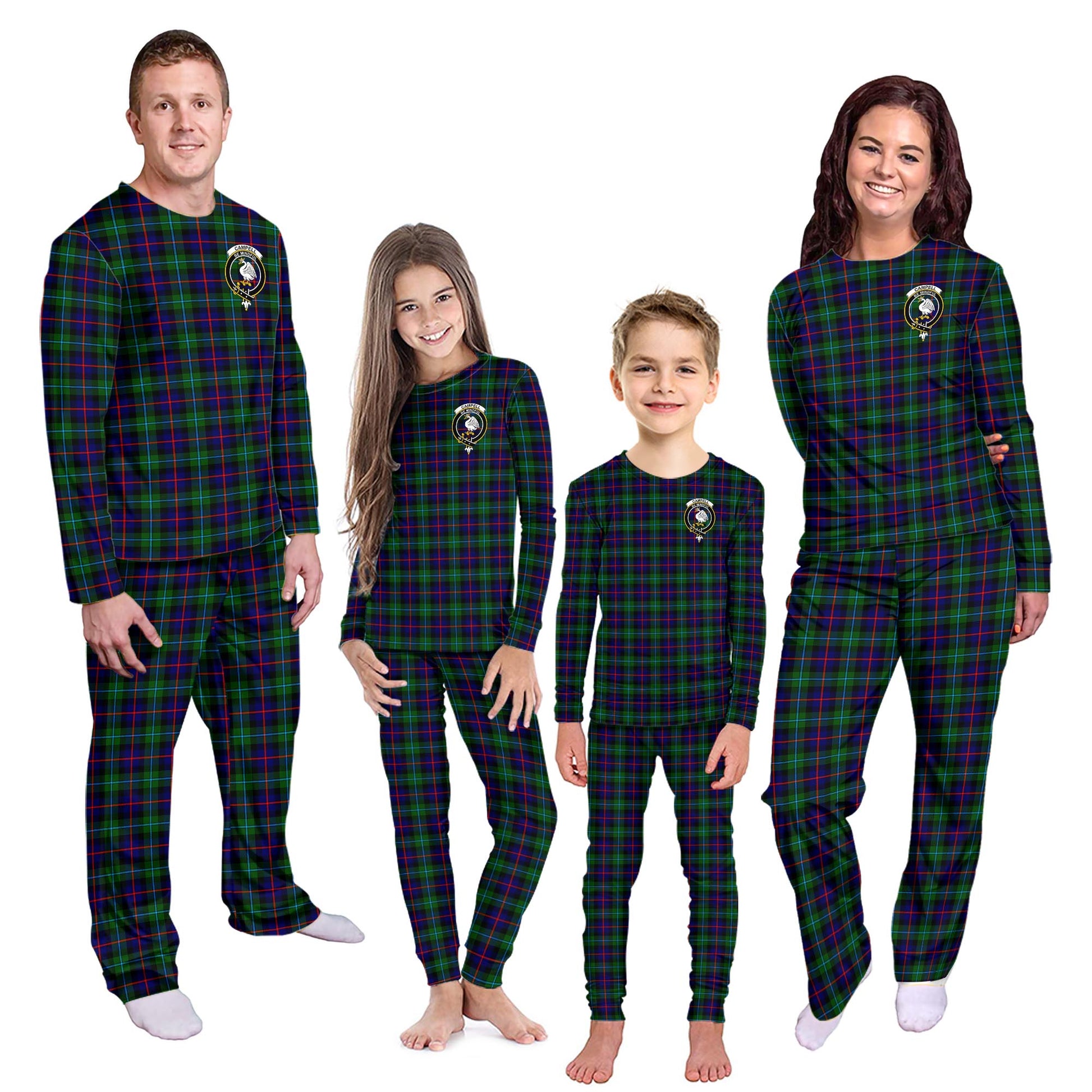 Campbell of Cawdor Modern Tartan Pajamas Family Set with Family Crest - Tartanvibesclothing