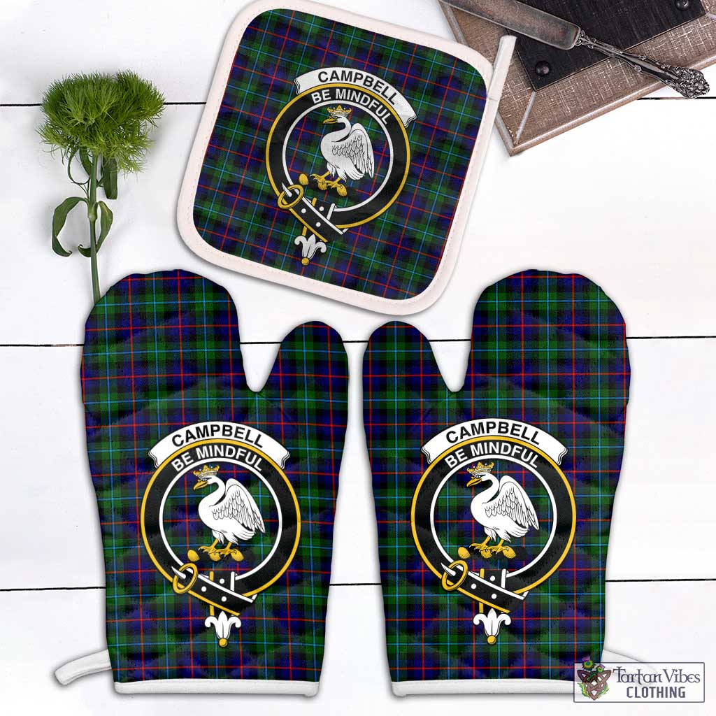 Tartan Vibes Clothing Campbell of Cawdor Modern Tartan Combo Oven Mitt & Pot-Holder with Family Crest