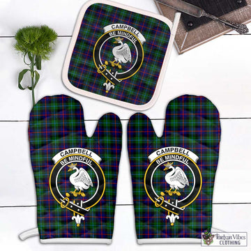 Campbell of Cawdor Modern Tartan Combo Oven Mitt & Pot-Holder with Family Crest