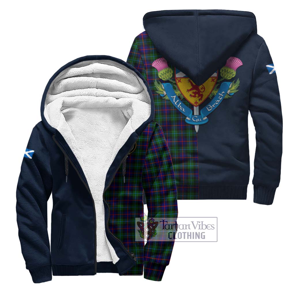 Tartan Vibes Clothing Campbell of Cawdor Modern Tartan Sherpa Hoodie with Scottish Lion Royal Arm Half Style