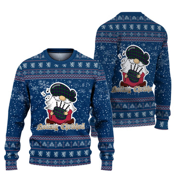 Campbell of Cawdor Modern Clan Christmas Family Knitted Sweater with Funny Gnome Playing Bagpipes