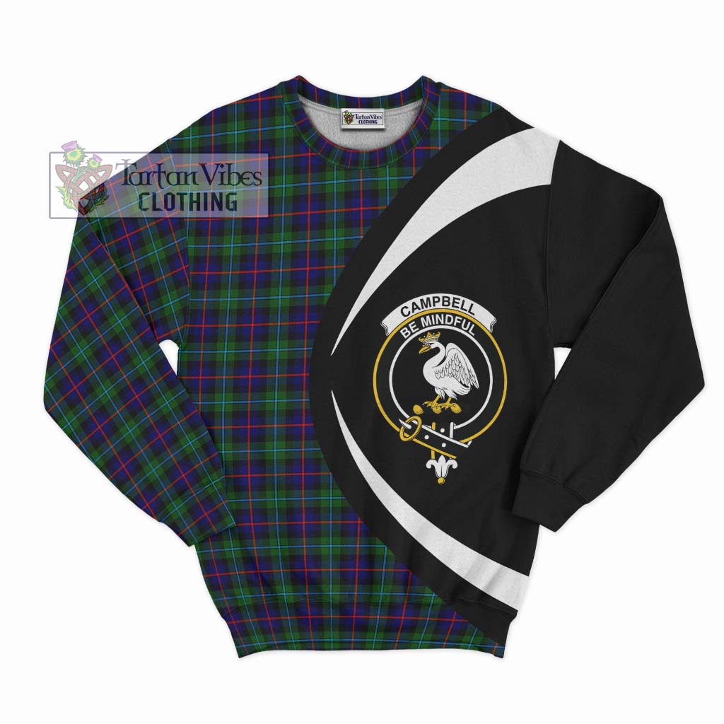 Tartan Vibes Clothing Campbell of Cawdor Modern Tartan Sweatshirt with Family Crest Circle Style