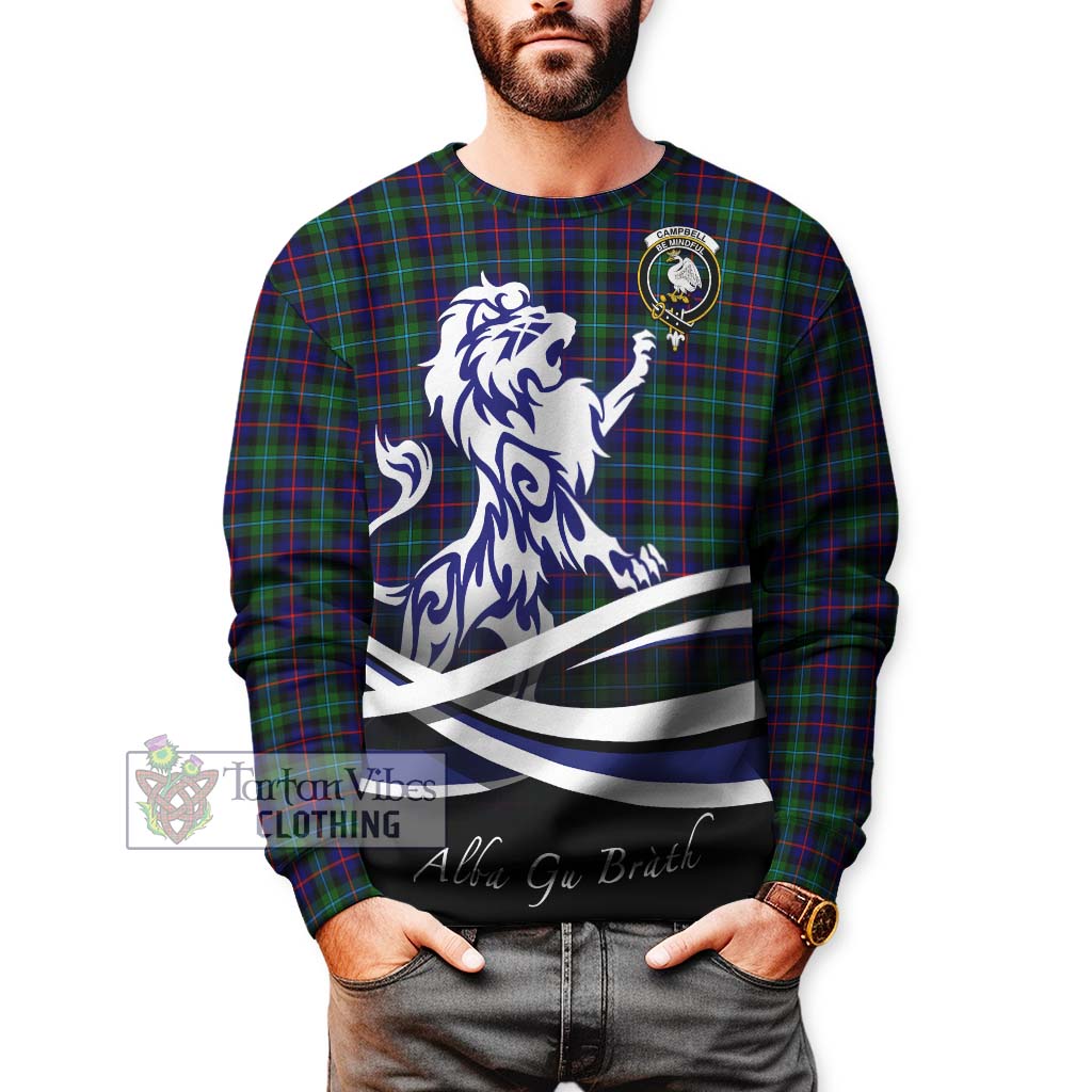 Tartan Vibes Clothing Campbell of Cawdor Modern Tartan Sweatshirt with Alba Gu Brath Regal Lion Emblem