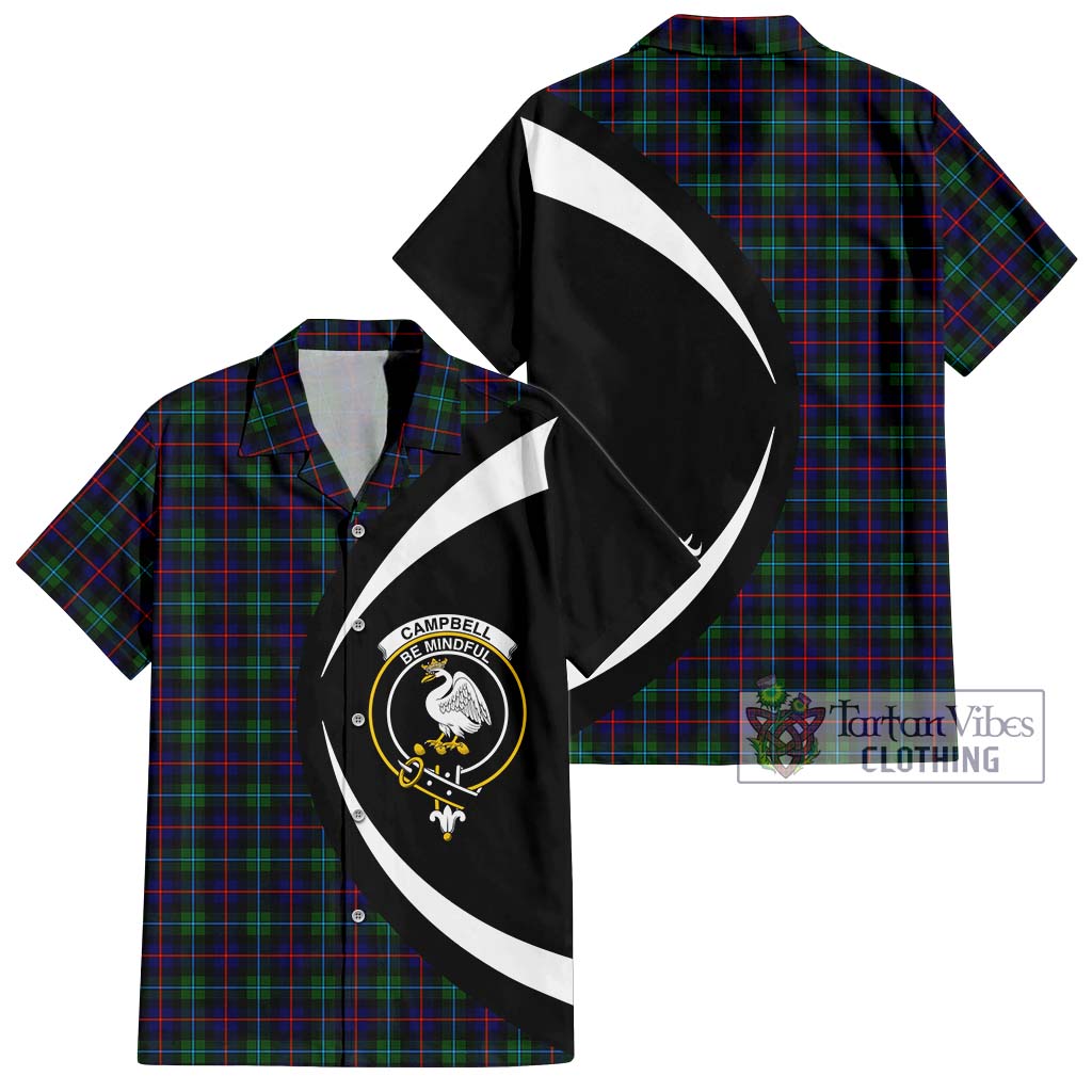 Tartan Vibes Clothing Campbell of Cawdor Modern Tartan Short Sleeve Button Up with Family Crest Circle Style