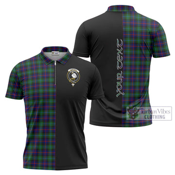 Campbell of Cawdor Modern Tartan Zipper Polo Shirt with Family Crest and Half Of Me Style