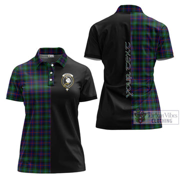 Campbell of Cawdor Modern Tartan Women's Polo Shirt with Family Crest and Half Of Me Style