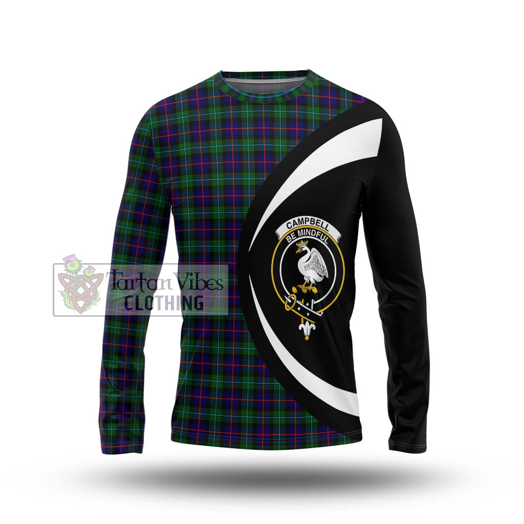 Tartan Vibes Clothing Campbell of Cawdor Modern Tartan Long Sleeve T-Shirt with Family Crest Circle Style