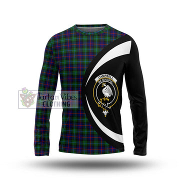 Campbell of Cawdor Modern Tartan Long Sleeve T-Shirt with Family Crest Circle Style