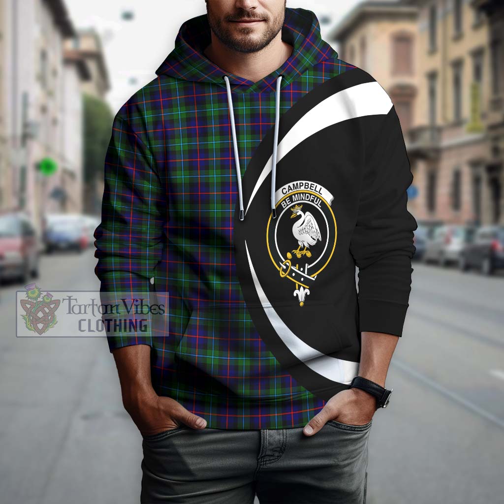 Tartan Vibes Clothing Campbell of Cawdor Modern Tartan Hoodie with Family Crest Circle Style