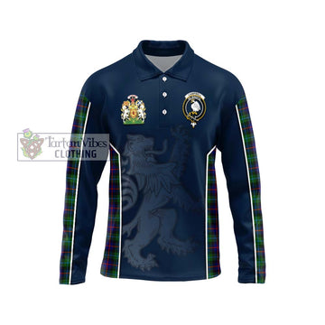 Campbell of Cawdor Modern Tartan Long Sleeve Polo Shirt with Family Crest and Lion Rampant Vibes Sport Style