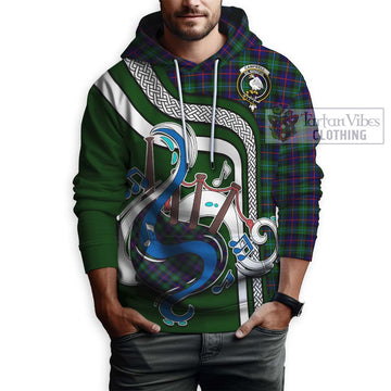 Campbell of Cawdor Modern Tartan Hoodie with Epic Bagpipe Style