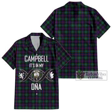 Campbell of Cawdor Modern Tartan Short Sleeve Button Shirt with Family Crest DNA In Me Style