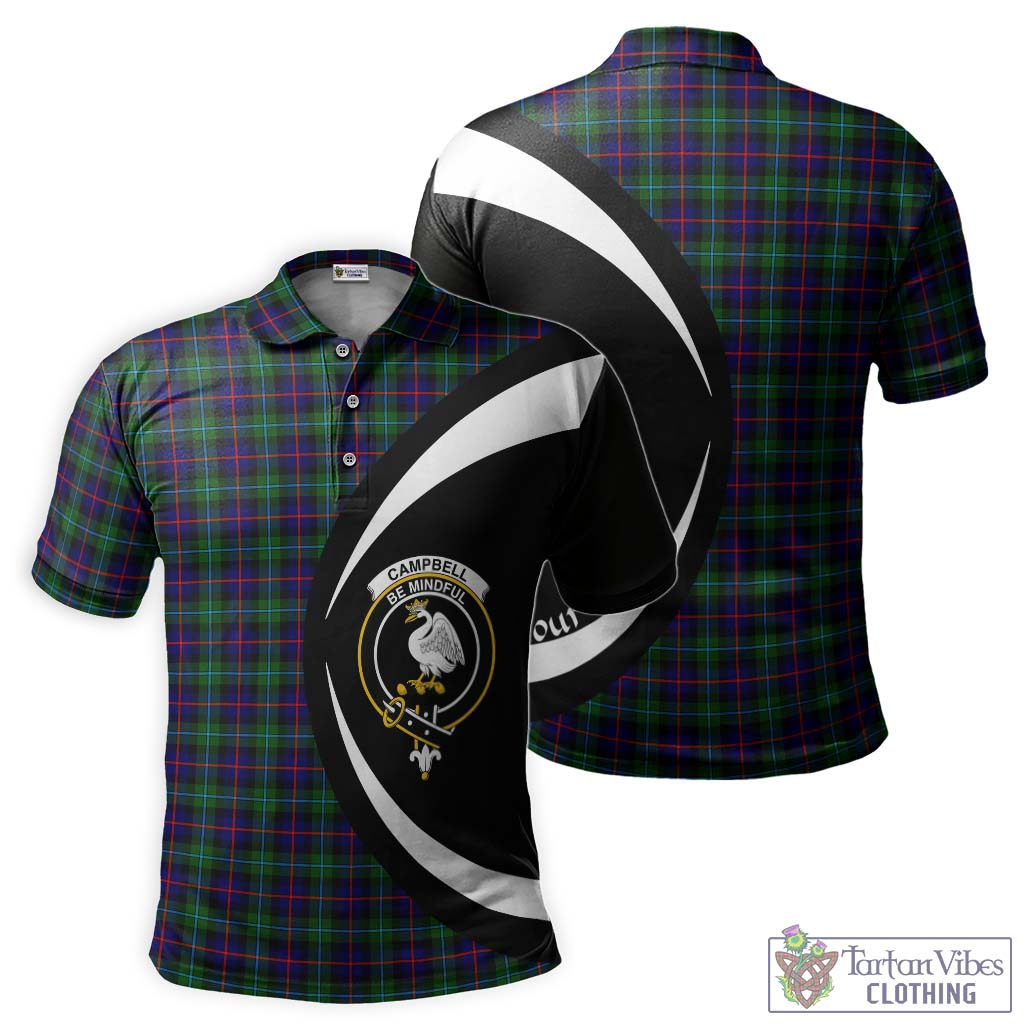 Tartan Vibes Clothing Campbell of Cawdor Modern Tartan Men's Polo Shirt with Family Crest Circle Style