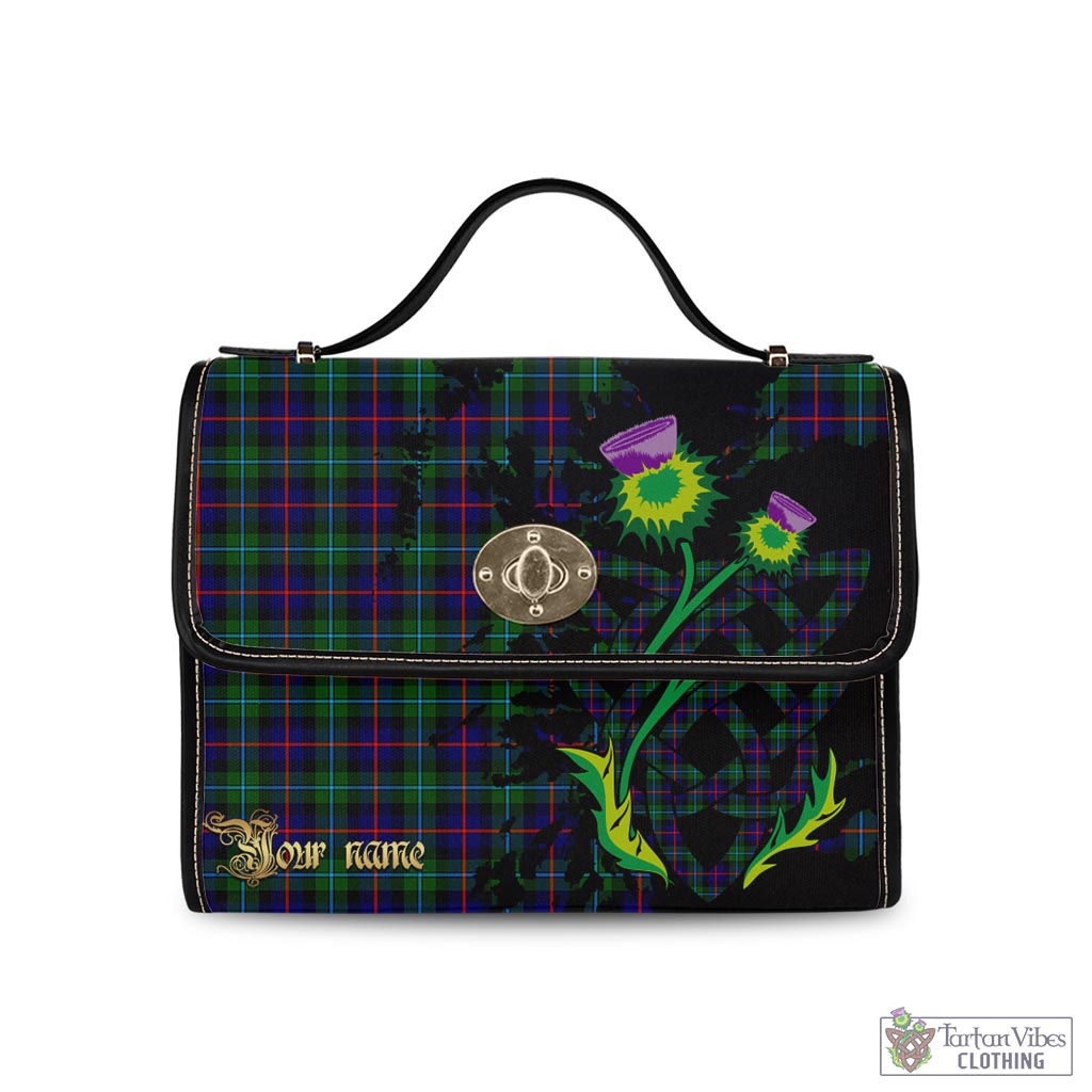 Tartan Vibes Clothing Campbell of Cawdor Modern Tartan Waterproof Canvas Bag with Scotland Map and Thistle Celtic Accents