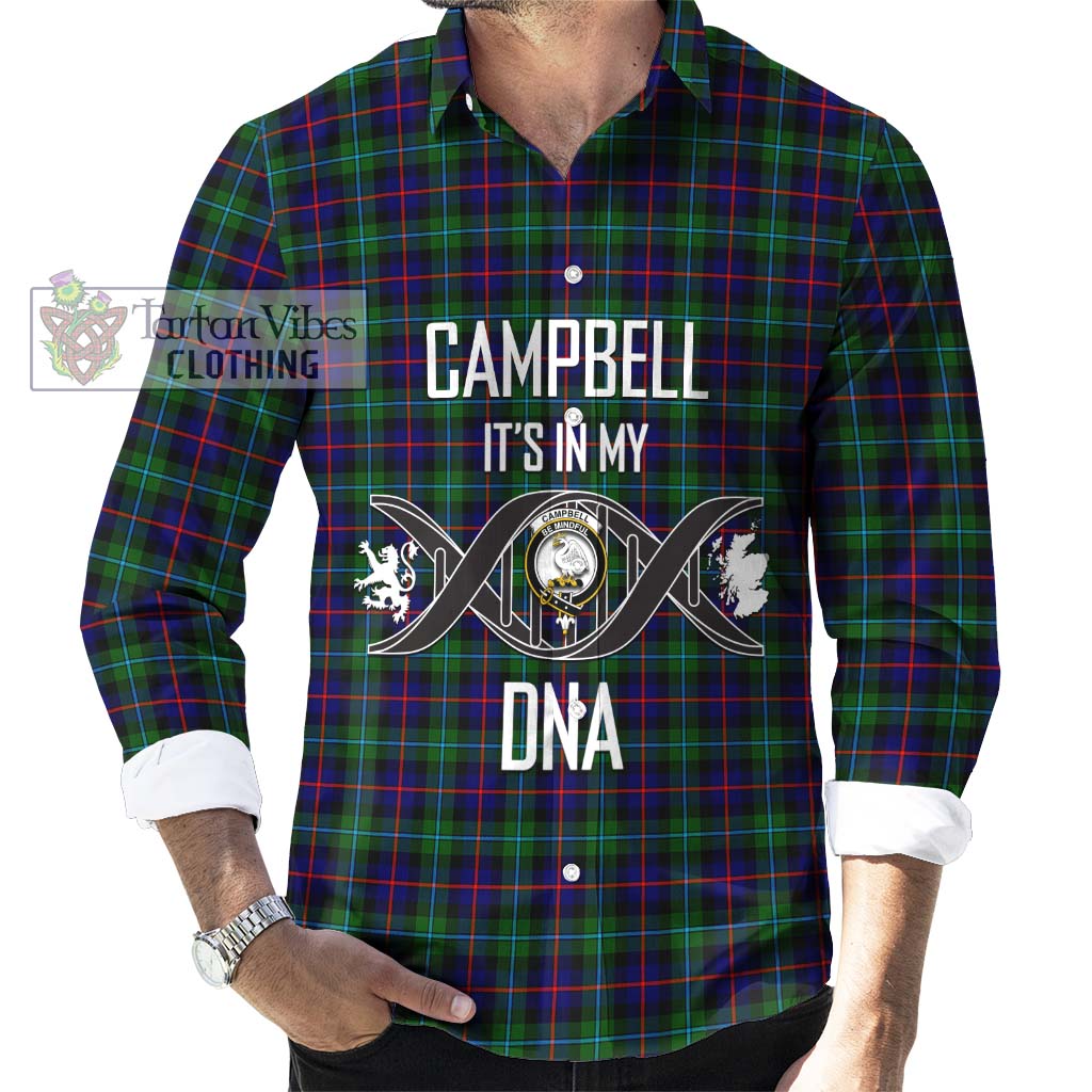 Tartan Vibes Clothing Campbell of Cawdor Modern Tartan Long Sleeve Button Shirt with Family Crest DNA In Me Style