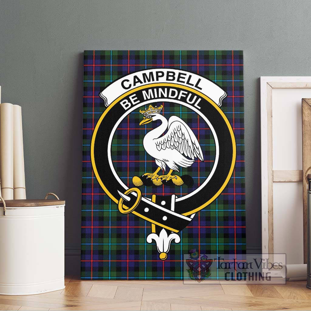 Tartan Vibes Clothing Campbell of Cawdor Modern Tartan Canvas Print Wall Art with Family Crest