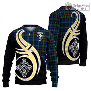 Campbell of Cawdor Modern Tartan Knitted Sweater with Family Crest and Celtic Symbol Style