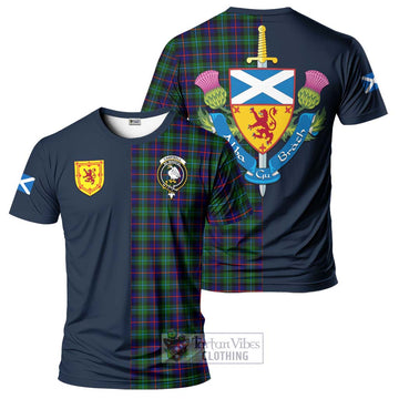 Campbell of Cawdor Modern Tartan T-Shirt Alba with Scottish Lion Royal Arm Half Style