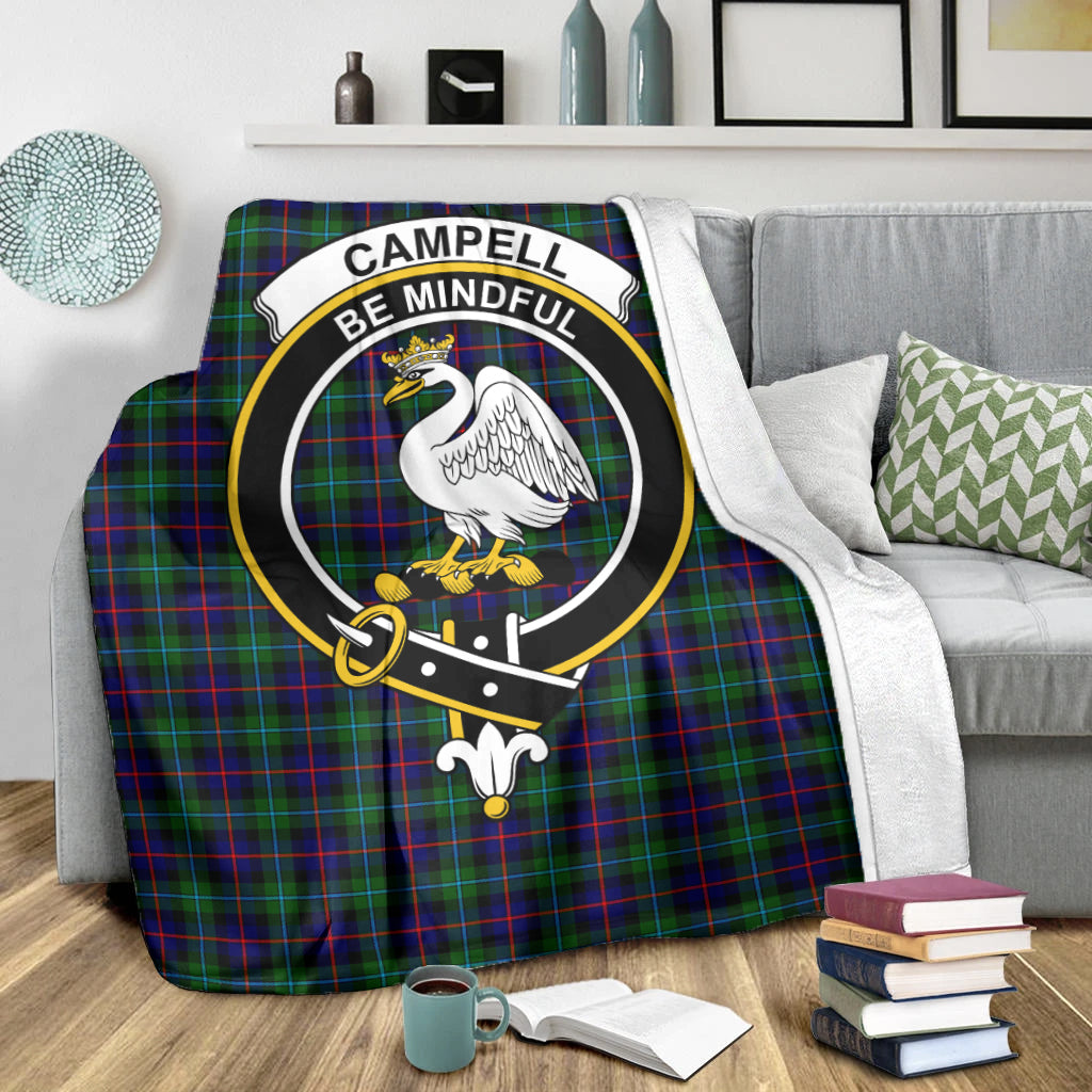 Campbell of Cawdor Modern Tartan Blanket with Family Crest X-Large 59 x 79 inches 150 x 200 cm - Tartan Vibes Clothing