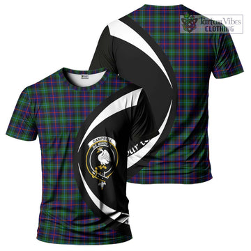 Campbell of Cawdor Modern Tartan T-Shirt with Family Crest Circle Style