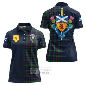 Campbell of Cawdor Modern Tartan Women's Polo Shirt with Scottish Lion Royal Arm Half Style