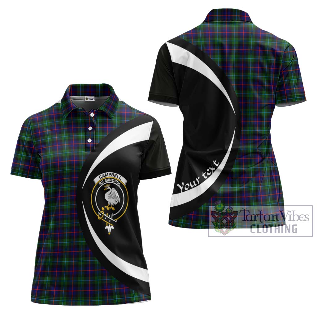 Tartan Vibes Clothing Campbell of Cawdor Modern Tartan Women's Polo Shirt with Family Crest Circle Style